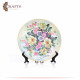 Hand-painted Multi Color Porcelain Plate Decoupage Art in Flowers Design Hand-painted Multi Color Porcelain Plate Decoupage Art in Flowers Design