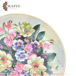 Hand-painted Multi Color Porcelain Plate Decoupage Art  in Flowers  Design