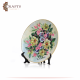 Hand-painted Multi Color Porcelain Plate Decoupage Art in Flowers Design Hand-painted Multi Color Porcelain Plate Decoupage Art in Flowers Design