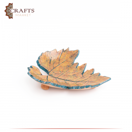 Handmade Ceramic Serving Plate with Leaf design Handmade Ceramic Serving Plate with Leaf design