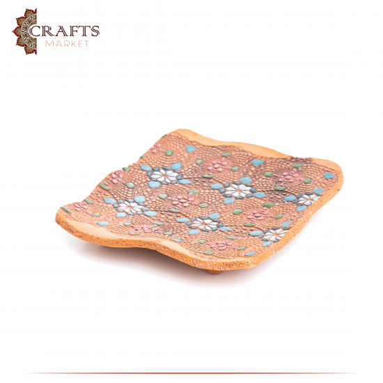 Handmade Multi-Color Ceramic Serving Plate Crochet design Handmade Multi-Color Ceramic Serving Plate Crochet design