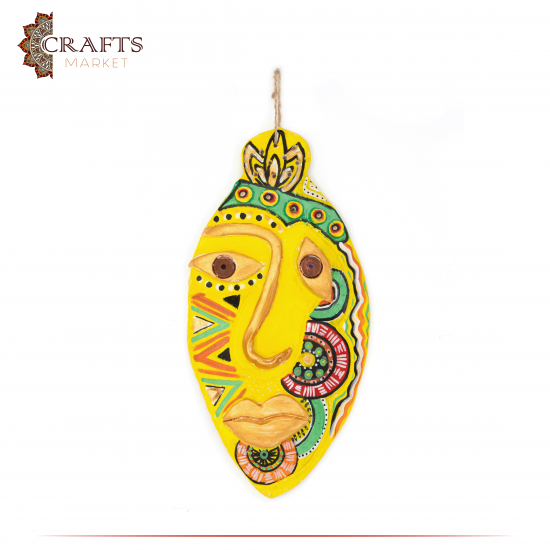 Hand Printed Multi Colored Clay Mask Wall Hanging Hand Printed Multi Colored Clay Mask Wall Hanging