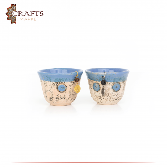 Handmade Due-Color Clay Coffee Cup Set 6 PCS, with Antique design Handmade Due-Color Clay Coffee Cup Set 6 PCS, with Antique design