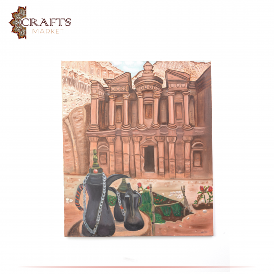 Hand Painted Multi Color Oil Wall Art in  Petra  design 