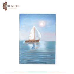 Hand Painted Multi Color Oil Wall Art in  Sea Calm  design 