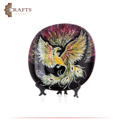 Handmade Black Porcelain Plate  Phoenix Bird  Design Table Decor 