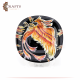 Handmade Black Porcelain Plate Fire Bird Design Table Decor 