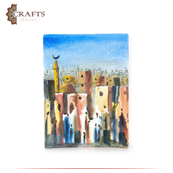 Hand-painted watercolor wall painting Urban Landscape