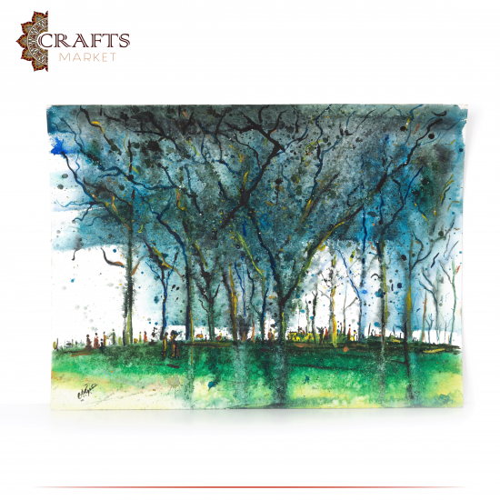 Hand Painted Watercolor Wall Painting Natural Scene