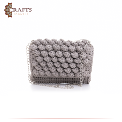 Handmade Grey Cotton Women Shoulder Bag 