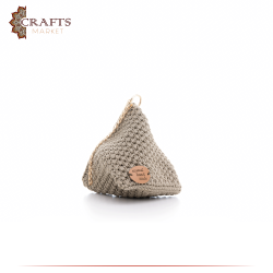 Handmade Beige Cotton Women Triangle Purse 