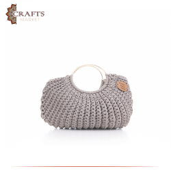 Handmade Grey Cotton Women Purse Handbags 