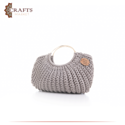 Handmade Grey Cotton Women Purse Handbags 