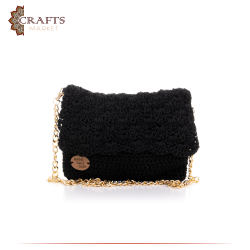 Handmade Black Cotton Women Shoulder Bag 