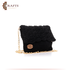 Handmade Black Cotton Women Shoulder Bag 