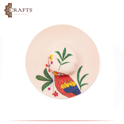 Handmade Rose Beach Straw Sun Hat with a Parrot Bird design
