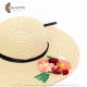 Handmade beige Beach Straw Sun Hat with a Roses design Handmade beige Beach Straw Sun Hat with a Roses design