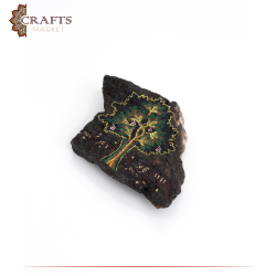 Hand Painted Table Décor on a Basalt  Stone in a Tree Of Life Design