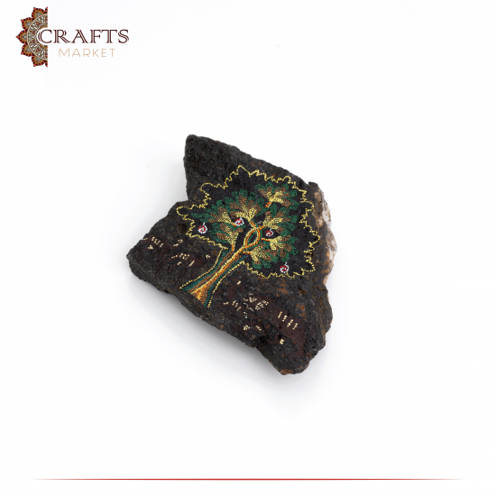 Hand Painted Table Décor on a Basalt Stone in a Tree Of Life Design Hand Painted Table Décor on a Basalt Stone in a Tree Of Life Design