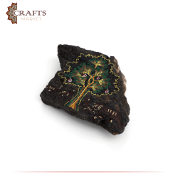 Hand Painted Table Décor on a Basalt  Stone in a Tree Of Life Design
