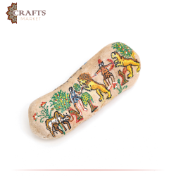 Hand Painted Table Décor on a Flint Stone in a Stories of Civilizations Design