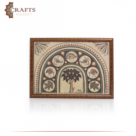Hand Painted Multi Colored Acrylic Wall Art with a Tree of Life and Civilizations Stories Hand Painted Multi Colored Acrylic Wall Art with a Tree of Life and Civilizations Stories