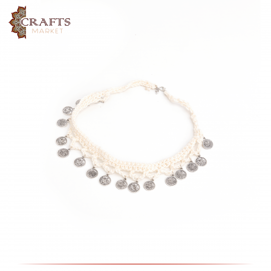 Handmade Off White Cotton Necklace Handmade Off White Cotton Necklace