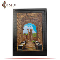Hand-Crafted Wooden Sculpture laser 3D Wall Art Gate Jerash design