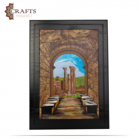 Hand-Crafted Wooden Sculpture laser 3D Wall Art Gate Jerash design Hand-Crafted Wooden Sculpture laser 3D Wall Art Gate Jerash design