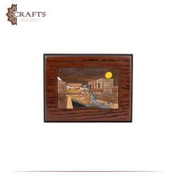 Hand-Crafted Wooden Sculpture laser 3D Wall Art Umm Qais Sunset design