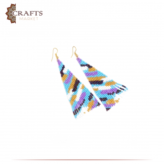 Handmade Multi Color Beads Women Earrings in a triangle Shape Handmade Multi Color Beads Women Earrings in a triangle Shape