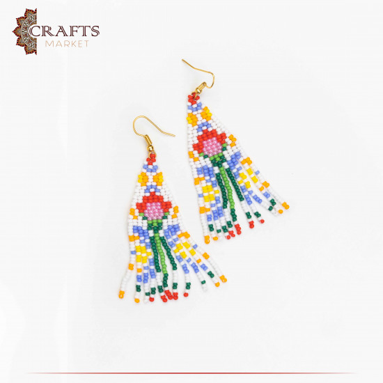 Handmade Beads Women's Earrings with a Flower Design Handmade Beads Women's Earrings with a Flower Design