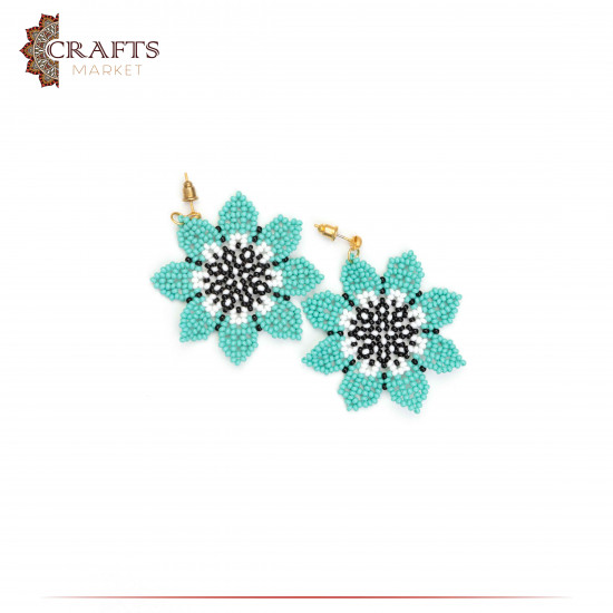 Handmade Beads Women's Earrings with a Flower Design Handmade Beads Women's Earrings with a Flower Design