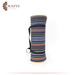 Handmade Navy Yoga Mat Sadu Fabric Heritage design. 