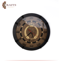 Handmade Brown Wooden Wall Clock in a Jordan Cities Design