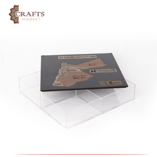 Handmade Acrylic & Wood Box with Jordan Map Design Handmade Acrylic & Wood Box with Jordan Map Design
