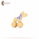 Handcrafted Brown Wooden Pull Toy Unicorn Design Handcrafted Brown Wooden Pull Toy Unicorn Design