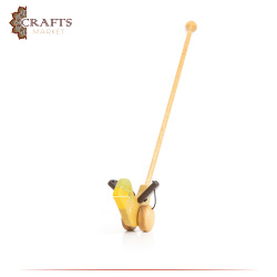 Handcrafted Brown Wooden Push Toy  Natural Sparrow Design 