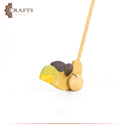 Handcrafted Brown Wooden Push Toy  Natural Sparrow Design 