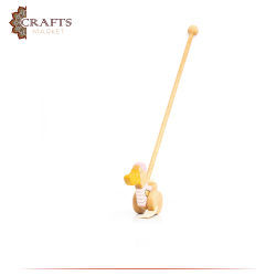 Handcrafted Brown Wooden Pull Toy  Duck  Design 