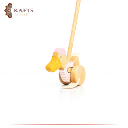 Handcrafted Brown Wooden Pull Toy  Duck  Design 