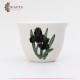 Plain coffee cup with black iris flower Plain coffee cup with black iris flower