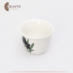 Plain coffee cup with black iris flower