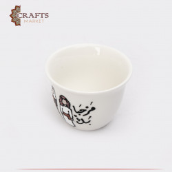 فنجان قهوة سادة رسم تراثي لرجل وامرأه (مرحبا بك)