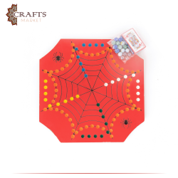 Hand-carved Red Interactive Wooden Game, the Jackaroo Spider Design