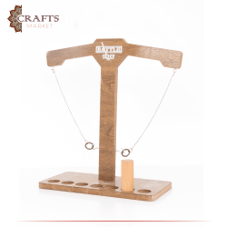 A wonderful handmade Brown interactive wooden game, Hook And Ring Game