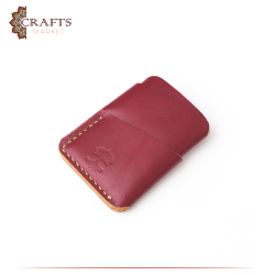 Handmade Burgundy Genuine Leather Men's Card Holder