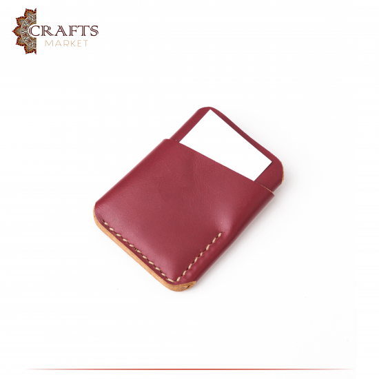 Handmade Burgundy Genuine Leather Men's Card Holder Handmade Burgundy Genuine Leather Men's Card Holder