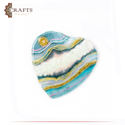 Handcrafted Multi-Color Resin Canvas Wall Art  with  Heart Shape