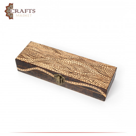 Pyrography Art Handmade Beige Wood Box Decorated with a Mosaic Decoration Pyrography Art Handmade Beige Wood Box Decorated with a Mosaic Decoration